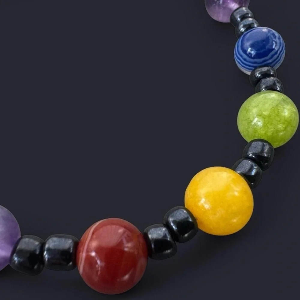 Multicolor Mixed Stones Adjustable Bead Bracelet
